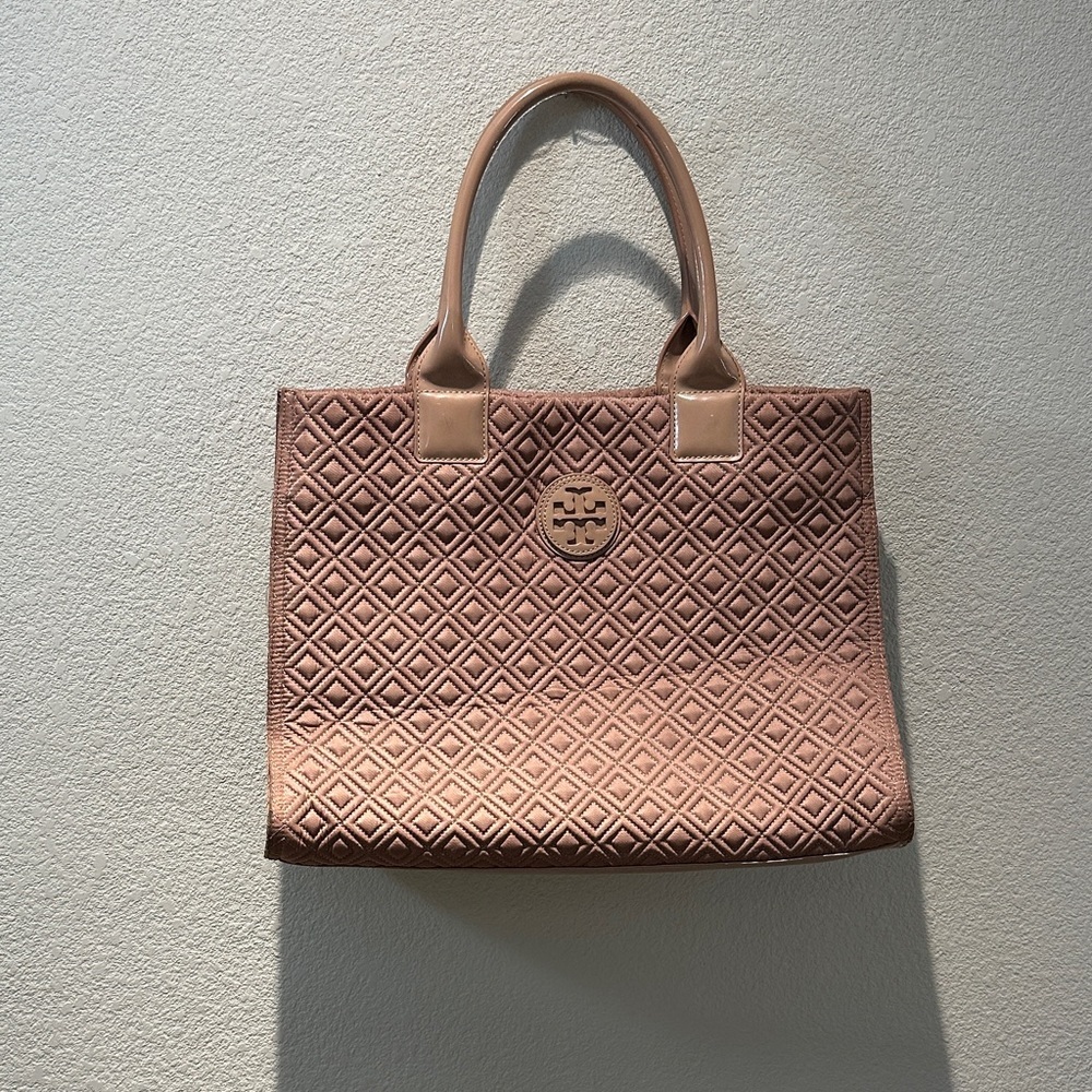 Tory Burch Tan Quilted Diamond-Pattern Tote